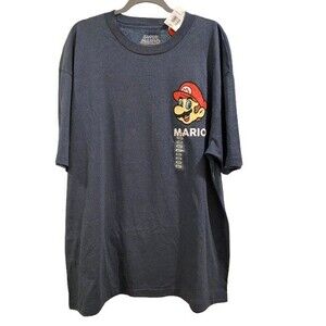 Men's 2XLT T-Shirt Nintendo Super Mario Here We Go Gray Crew Neck Short Sleeve